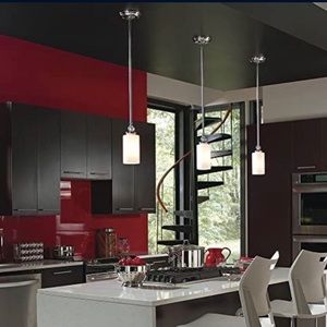 Englehorn Collection by Sea Gull Lighting Pendants Chrome and Etched Glass